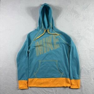 Nike Therma-Fit Hoodie Jacket Women's Medium‎ Teal Yellow Long Sleeve Athletic